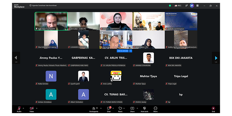 Gabpeknas bersama LPJK dan Ditjen Binkon PU Gelar Sosialisasi Permen PU No 6 Tahun 2025 Lewat Zoom Meeting